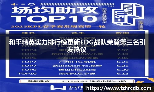和平精英实力排行榜更新EDG战队荣登第三名引发热议