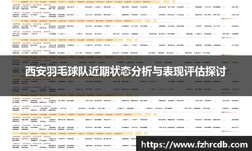 西安羽毛球队近期状态分析与表现评估探讨